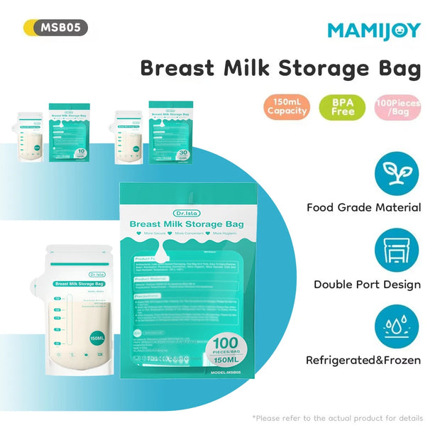 MAMIJOY 10/30/100Pcs 150ML Breast Milk Storage Bag Disposable Small Capacity Frozen Milk Storage Bag BPA Free Safe Feeding Bags