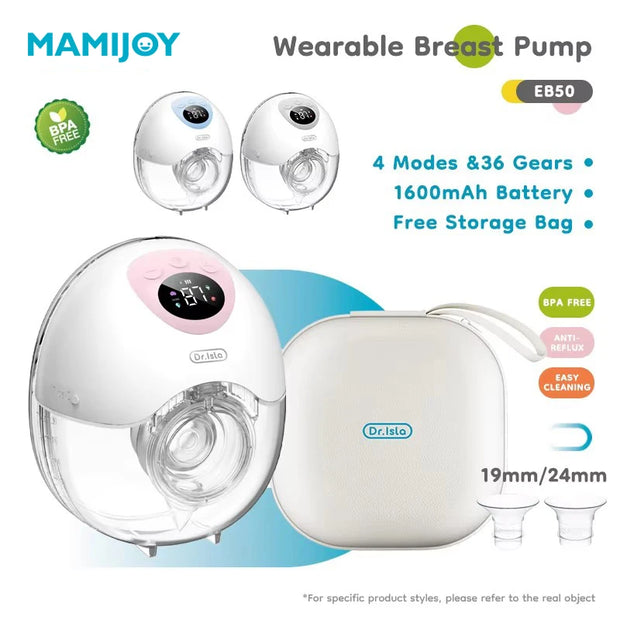 MAMIJOY Wearable Electric Breast Milk Extractor 4 Modes 36 Suction Levels Hands Free Breast Pumps Milk Collector with Travel bag