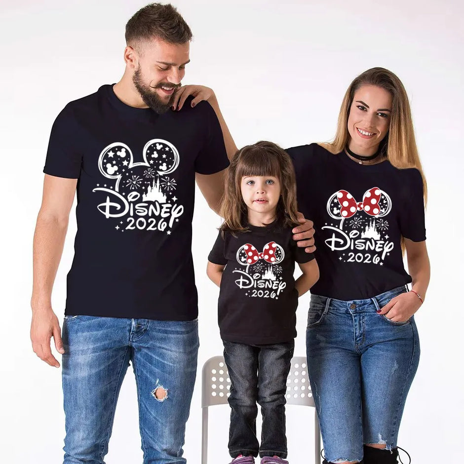 Disney Trip Mickey Minnie Mouse Family Matching Shirts Cotton Dad Mom Bro Sis Kids T Shirt Baby Rompers Matching Clothes