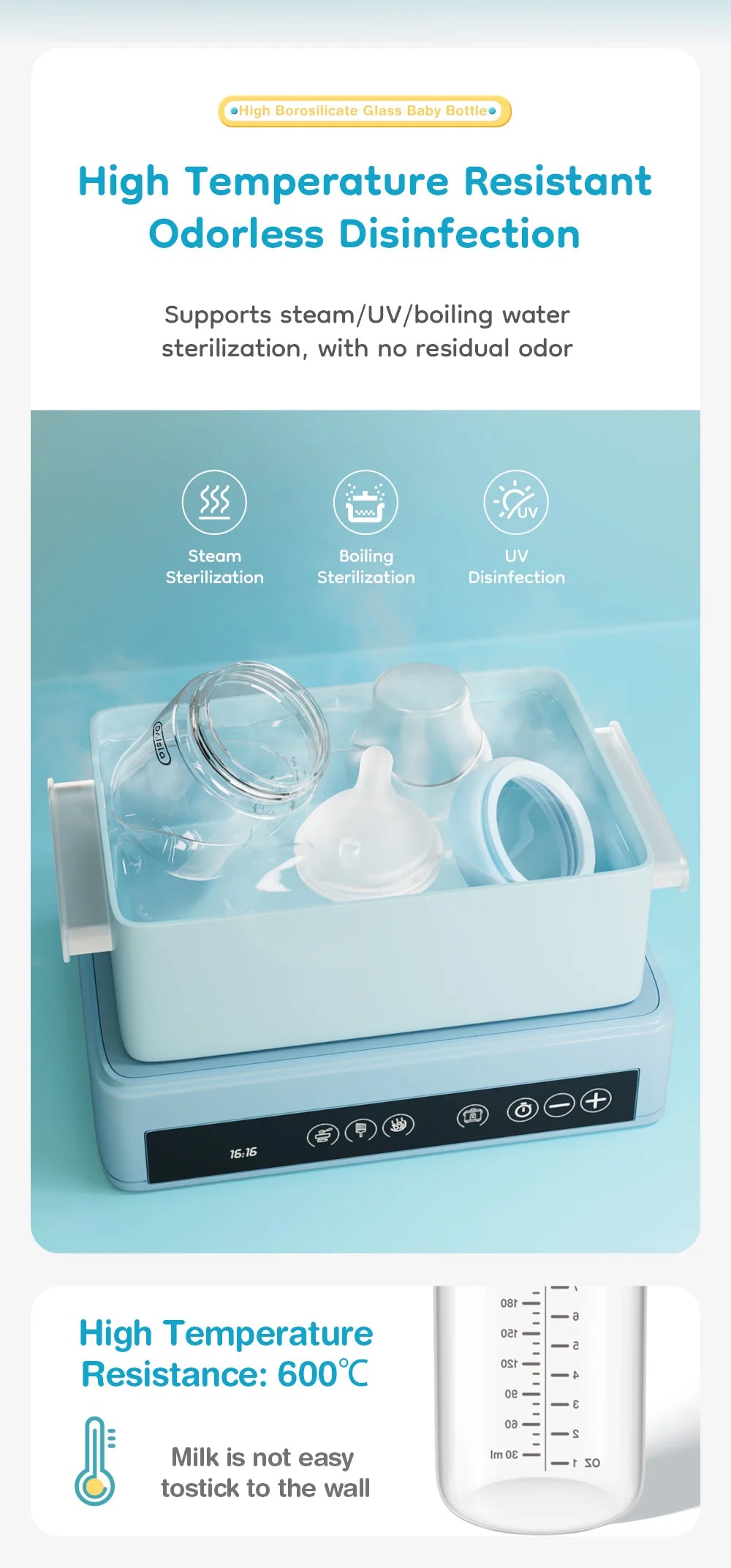 MAMIJOY 90/160/240ML Baby Glass Bottle Inclined Breast-Shaped Anti-Colic＆Bloating Temperature-Resistant For Newborn 0-6M+ GB60