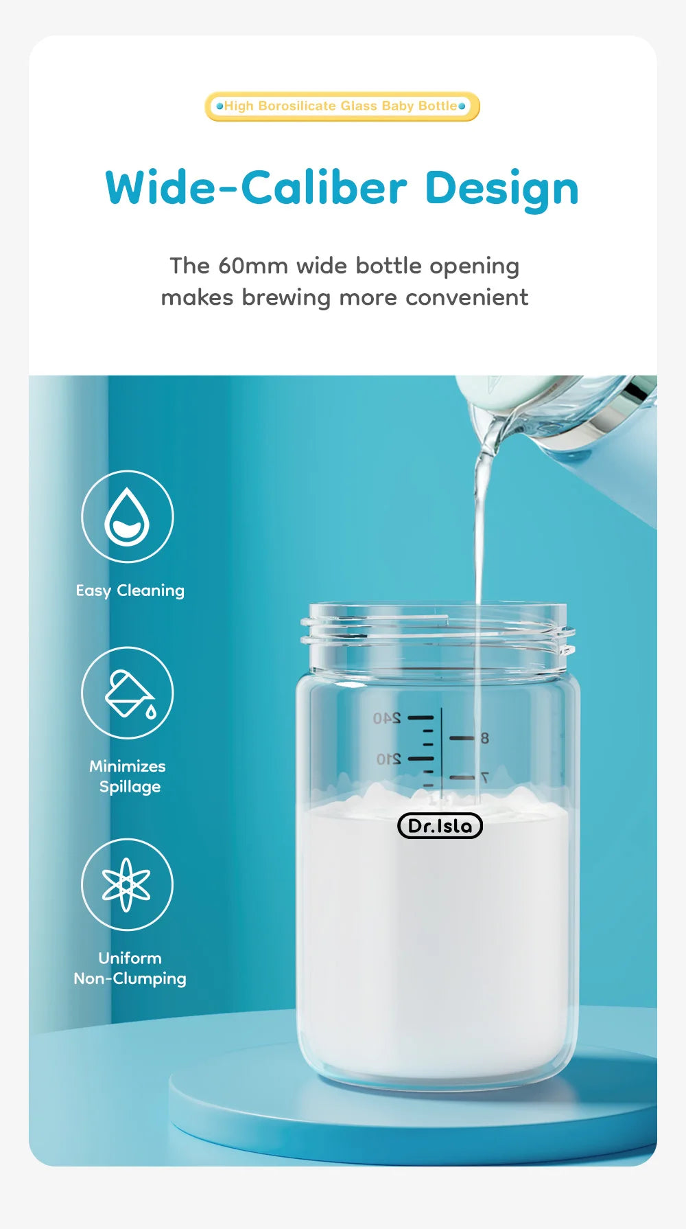 MAMIJOY 90/160/240ML Baby Glass Bottle Inclined Breast-Shaped Anti-Colic＆Bloating Temperature-Resistant For Newborn 0-6M+ GB60