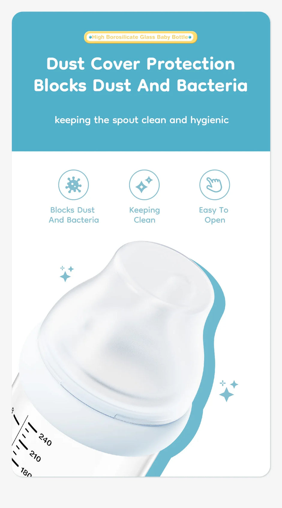 MAMIJOY 90/160/240ML Baby Glass Bottle Inclined Breast-Shaped Anti-Colic＆Bloating Temperature-Resistant For Newborn 0-6M+ GB60