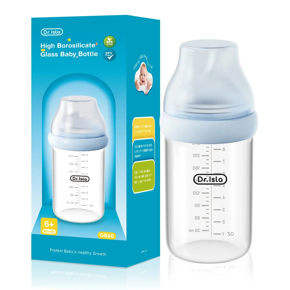 MAMIJOY 90/160/240ML Baby Glass Bottle Inclined Breast-Shaped Anti-Colic＆Bloating Temperature-Resistant For Newborn 0-6M+ GB60
