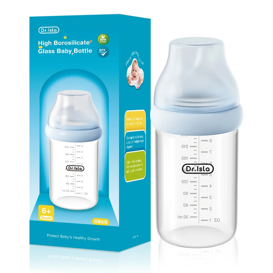 MAMIJOY 90/160/240ML Baby Glass Bottle Inclined Breast-Shaped Anti-Colic＆Bloating Temperature-Resistant For Newborn 0-6M+ GB60