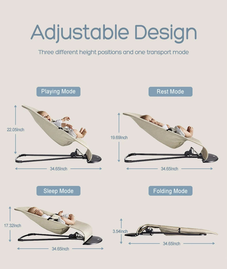 Baby Rocking Chair with Toys Foldable Swing Chair for Babies & Toddlers Three-speed Height Adjustment Baby Comfort Chair