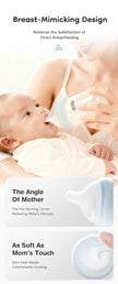 MAMIJOY 90/160/240ML Baby Glass Bottle Inclined Breast-Shaped Anti-Colic＆Bloating Temperature-Resistant For Newborn 0-6M+ GB60