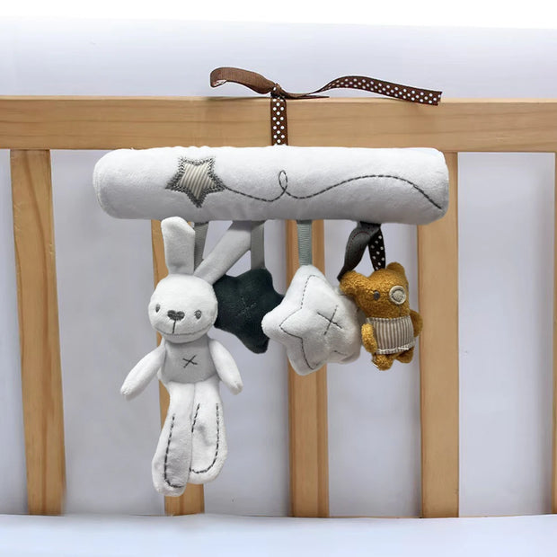New Hanging Bed Rabbit Baby Hand Bell Safety Seat Plush Toy Multifunctional Plush Toy Stroller Mobile Gifts