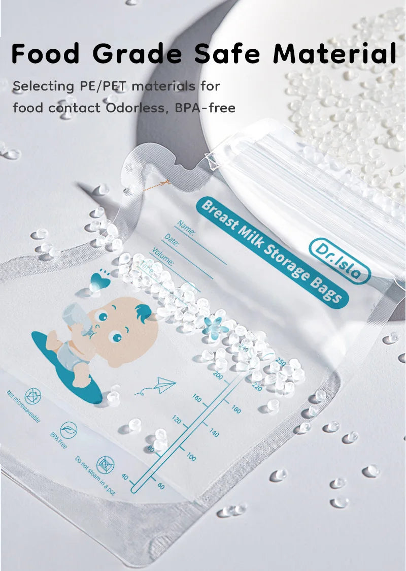 MAMIJOY 250ML Breast Milk Storage Bag 30/150PCS Two track Seal Independent Spout Design Milk Storage Bag BPA Free Gift Pen MSB01