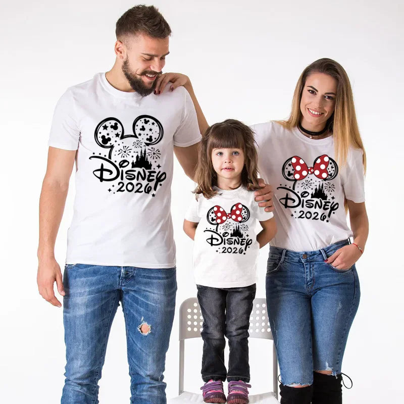 Disney Trip Mickey Minnie Mouse Family Matching Shirts Cotton Dad Mom Bro Sis Kids T Shirt Baby Rompers Matching Clothes