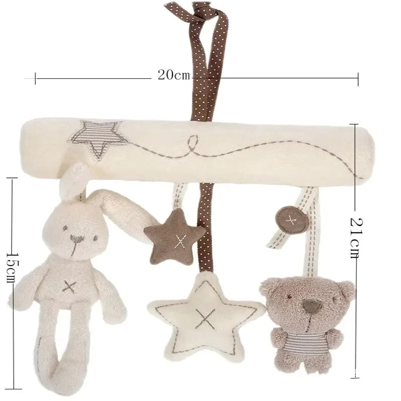 New Hanging Bed Rabbit Baby Hand Bell Safety Seat Plush Toy Multifunctional Plush Toy Stroller Mobile Gifts