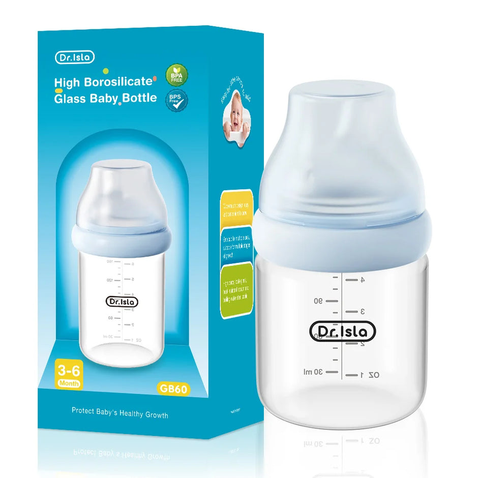 MAMIJOY 90/160/240ML Baby Glass Bottle Inclined Breast-Shaped Anti-Colic＆Bloating Temperature-Resistant For Newborn 0-6M+ GB60