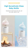 MAMIJOY 90/160/240ML Baby Glass Bottle Inclined Breast-Shaped Anti-Colic＆Bloating Temperature-Resistant For Newborn 0-6M+ GB60