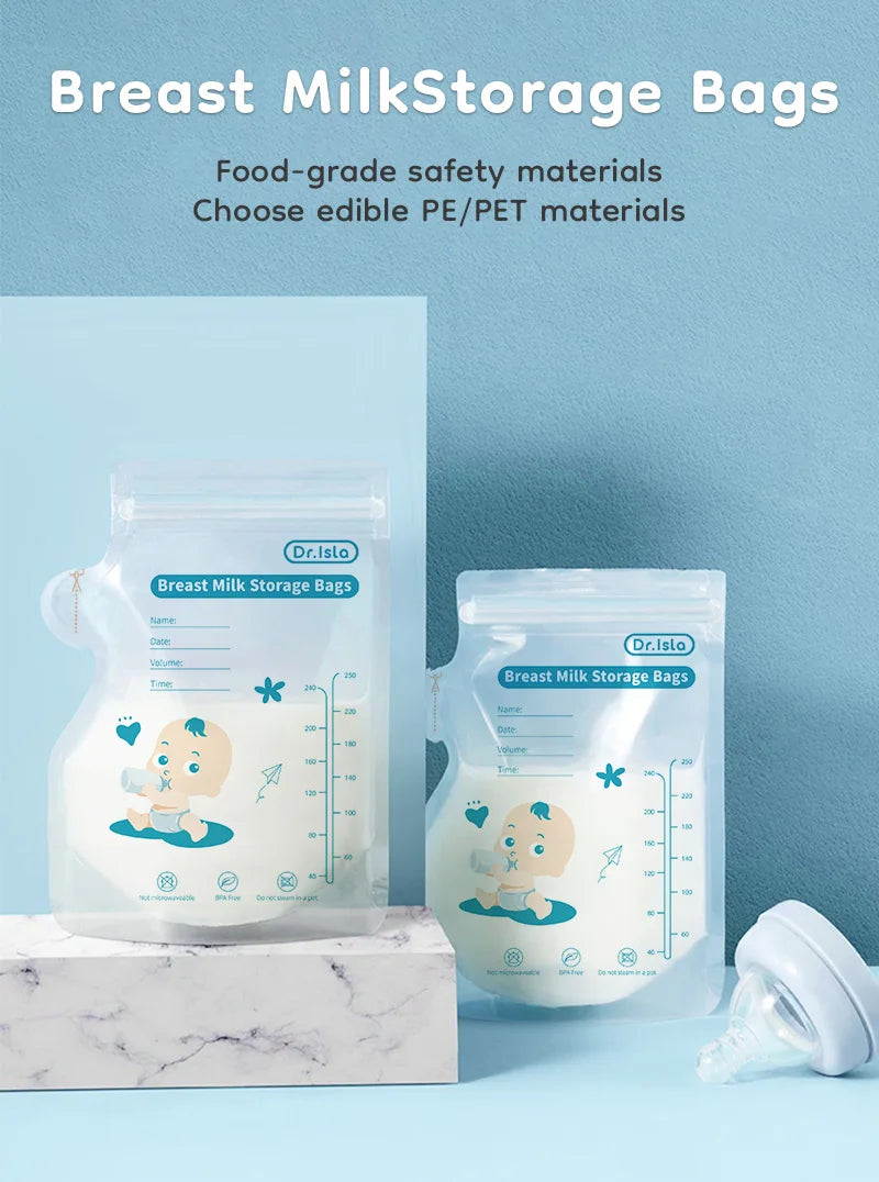MAMIJOY 250ML Breast Milk Storage Bag 30/150PCS Two track Seal Independent Spout Design Milk Storage Bag BPA Free Gift Pen MSB01