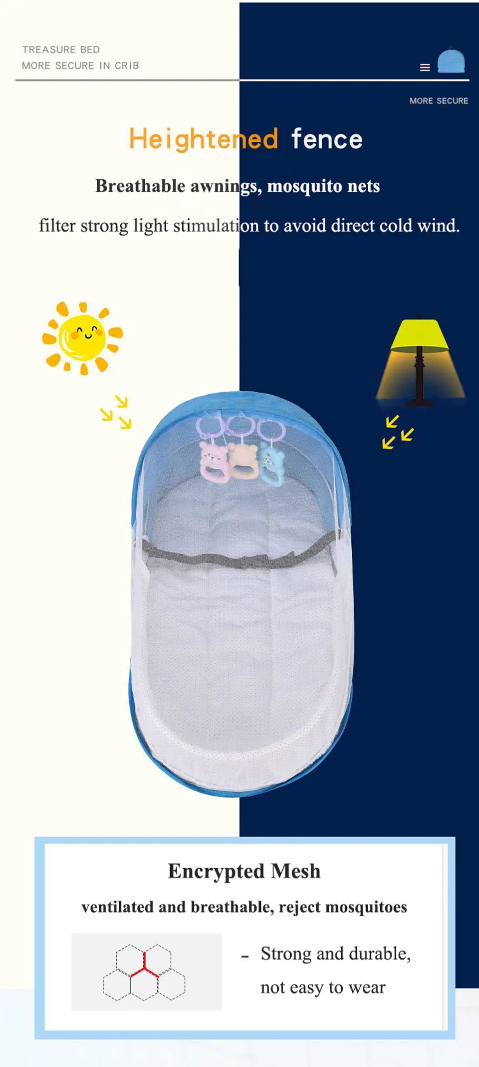 Battilo Baby Crib Multi-function Baby Bed Nest Baby Mosquito Net Foldable Baby Nest Bassinet Infant Sleep Portable Bed