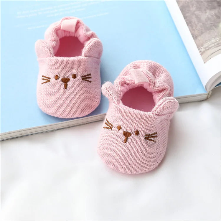 Toddler Girl Knitted Shoes First Walkers Snow Boots Newborn Baby Autumn Winter Cotton Warm Soft Sole Plush Prewalker 0-18Months