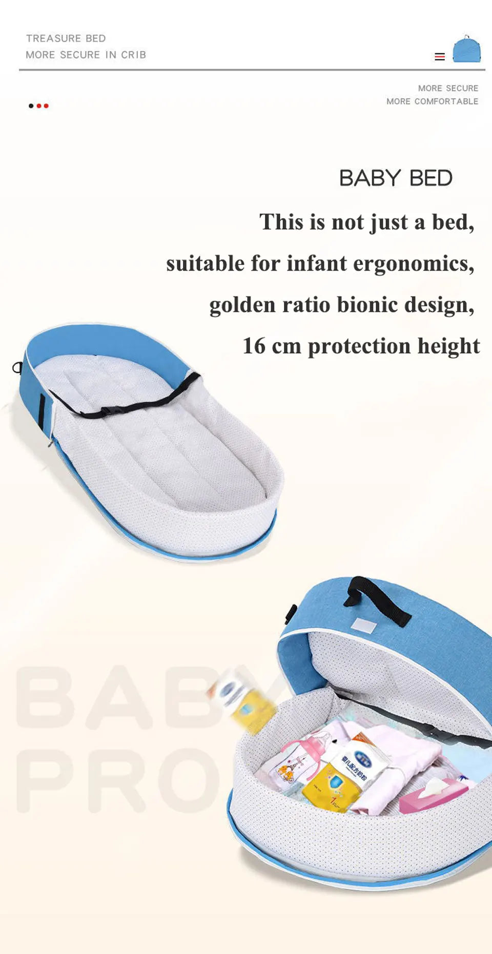 Battilo Baby Crib Multi-function Baby Bed Nest Baby Mosquito Net Foldable Baby Nest Bassinet Infant Sleep Portable Bed
