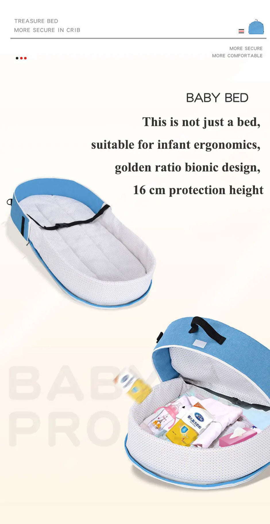 Battilo Baby Crib Multi-function Baby Bed Nest Baby Mosquito Net Foldable Baby Nest Bassinet Infant Sleep Portable Bed