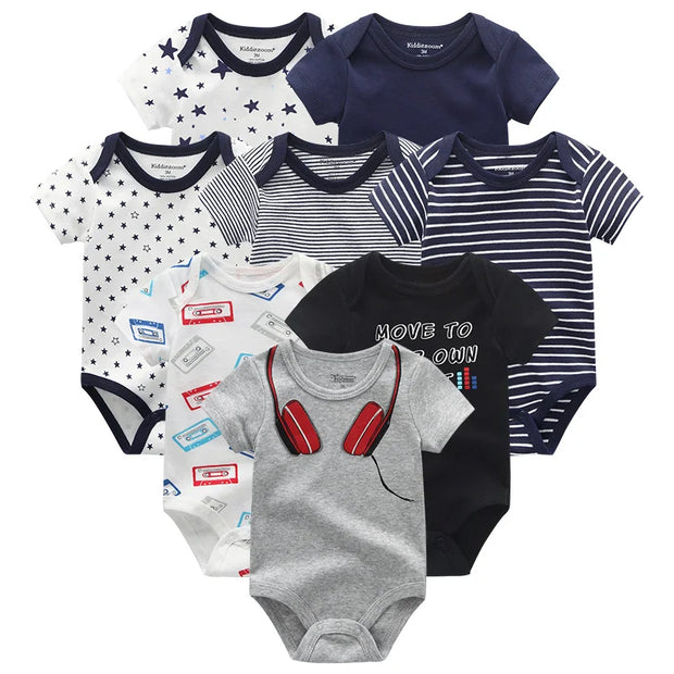 5PCS Baby Rompers 100%Cotton Newborn Clothes Boy Girl Jumpsuit Newborn Baby Summer Star striped print Short Sleeved Jumpsuit Set