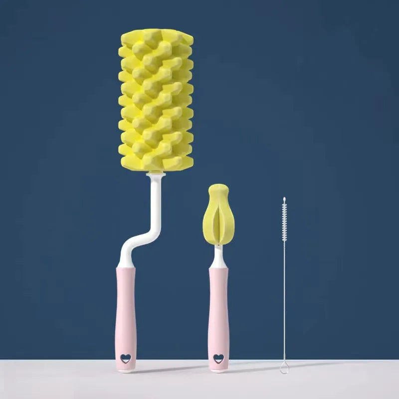 Silicone Bottle Cleaning Brush Baby Pacifier Straw Scrubber Small Brush 360 Degree Glass Cup Washing Kitchen Cleaning Tool Set