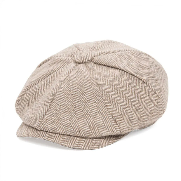 JANGOUL Small Size Baker Boy Cap Wool Blend Newsboy Caps Boy Girl Men Women Herringbone Flat Hat Driver Gatsby Hats Cabbies 001