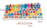 3D Preschool Children Educational Toys Wooden Montessori Arithmetic Magnetic Fishing Digital Shape Matching Building Block Toys