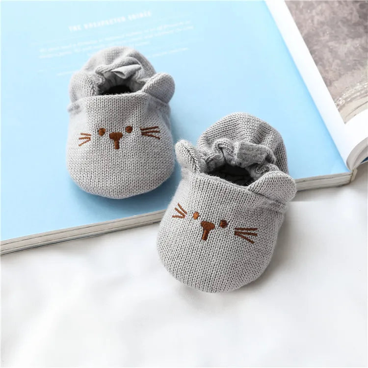 Toddler Girl Knitted Shoes First Walkers Snow Boots Newborn Baby Autumn Winter Cotton Warm Soft Sole Plush Prewalker 0-18Months