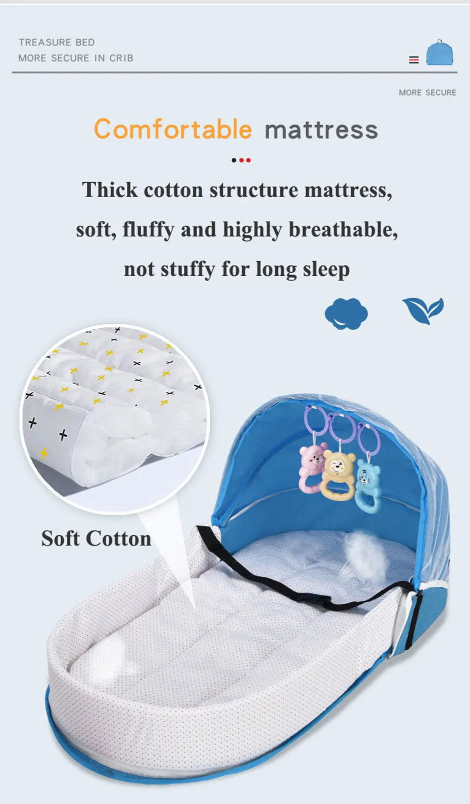 Battilo Baby Crib Multi-function Baby Bed Nest Baby Mosquito Net Foldable Baby Nest Bassinet Infant Sleep Portable Bed