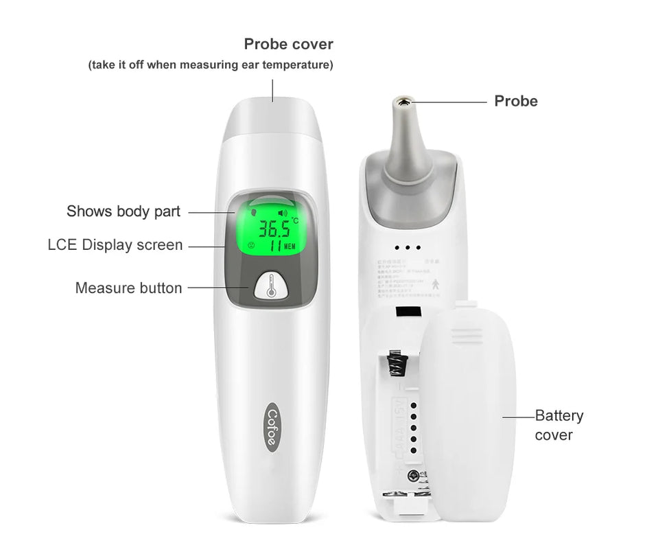 Cofoe 2 in 1 Digital Forehead & Ear Thermometer Non-Contact Medical Thermometer Baby/Adult  ±0.1℃ Temperature precise Measure