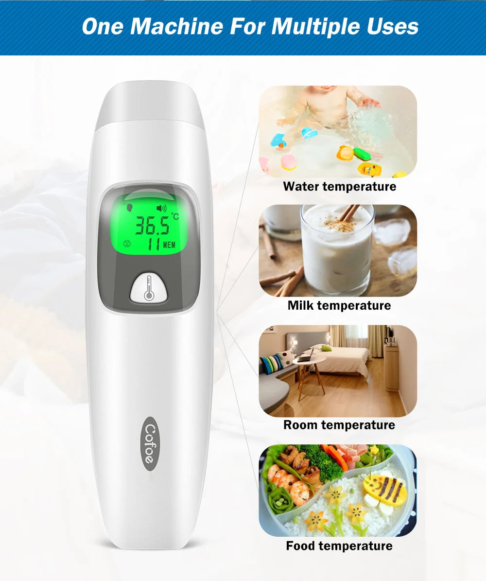 Cofoe 2 in 1 Digital Forehead & Ear Thermometer Non-Contact Medical Thermometer Baby/Adult  ±0.1℃ Temperature precise Measure