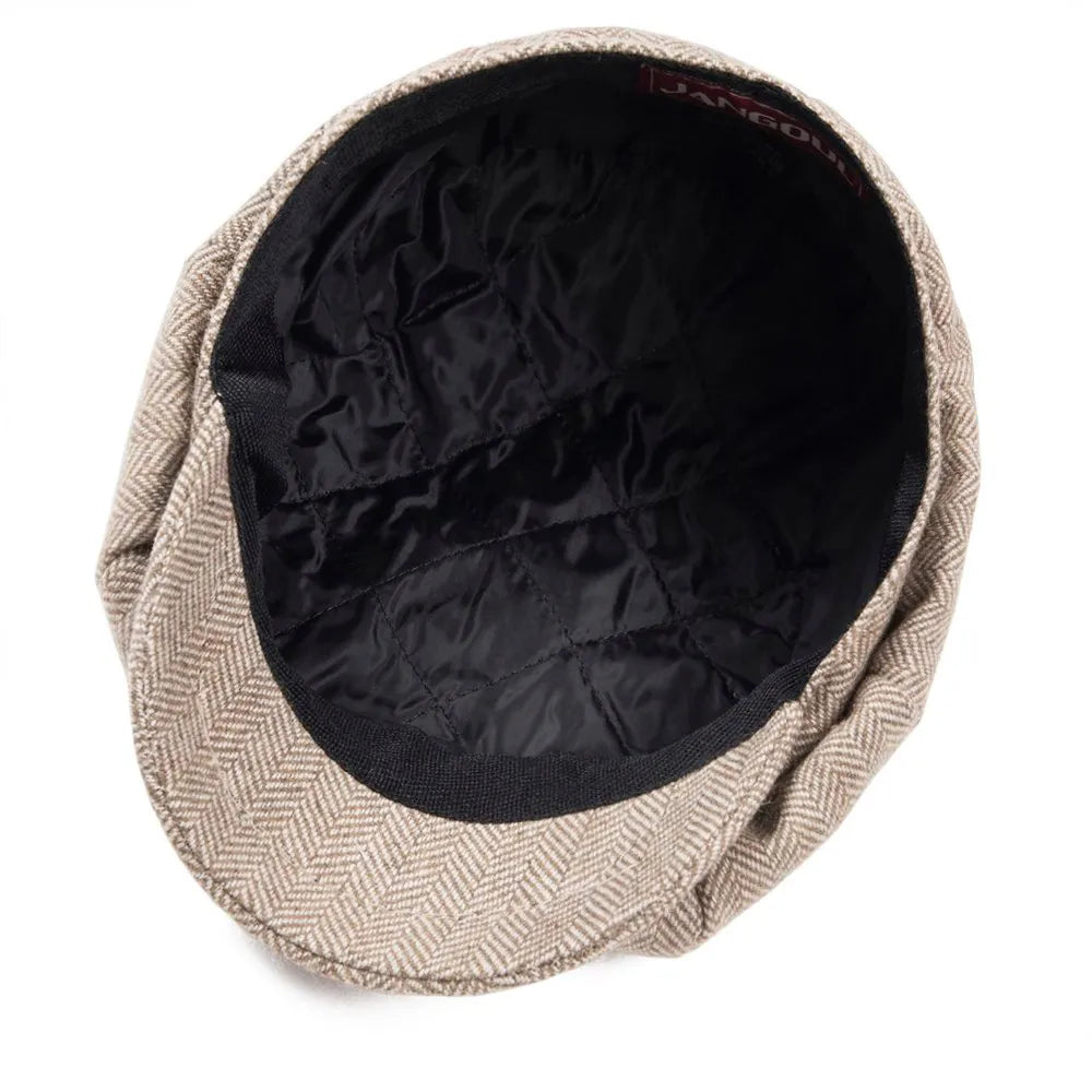 JANGOUL Small Size Baker Boy Cap Wool Blend Newsboy Caps Boy Girl Men Women Herringbone Flat Hat Driver Gatsby Hats Cabbies 001