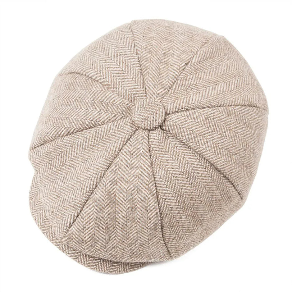 JANGOUL Small Size Baker Boy Cap Wool Blend Newsboy Caps Boy Girl Men Women Herringbone Flat Hat Driver Gatsby Hats Cabbies 001