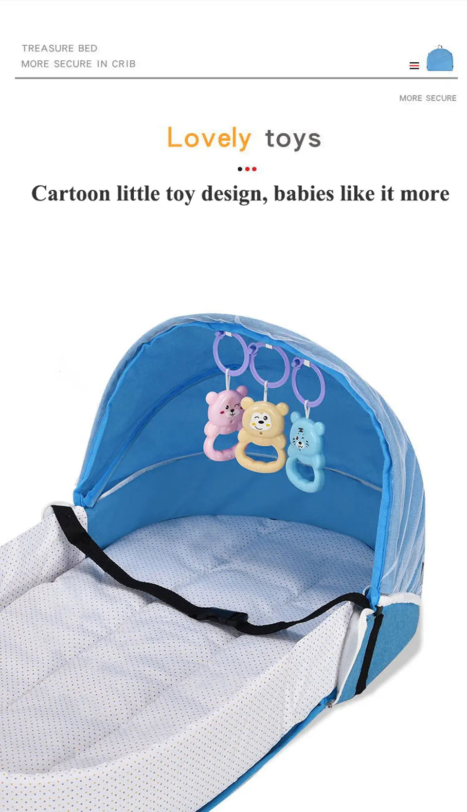 Battilo Baby Crib Multi-function Baby Bed Nest Baby Mosquito Net Foldable Baby Nest Bassinet Infant Sleep Portable Bed
