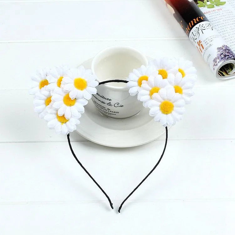 Boho Chic Daisy Girls Headbands Women Solid Embroidery Flower Hair Bands Kids Candy Chrysanthemum Headwear Hair Accessories