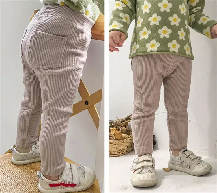 Baby Girls Leggings Cotton Big PP Pants Spring Autumn Kids Girls Pants Fashion Solid Long Trousers Children's Pants 2024 New