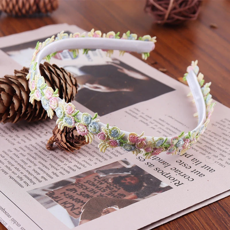 Boho Chic Daisy Girls Headbands Women Solid Embroidery Flower Hair Bands Kids Candy Chrysanthemum Headwear Hair Accessories