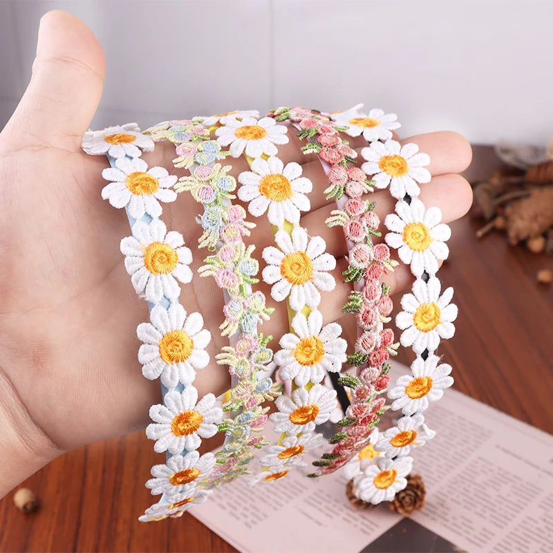 Boho Chic Daisy Girls Headbands Women Solid Embroidery Flower Hair Bands Kids Candy Chrysanthemum Headwear Hair Accessories
