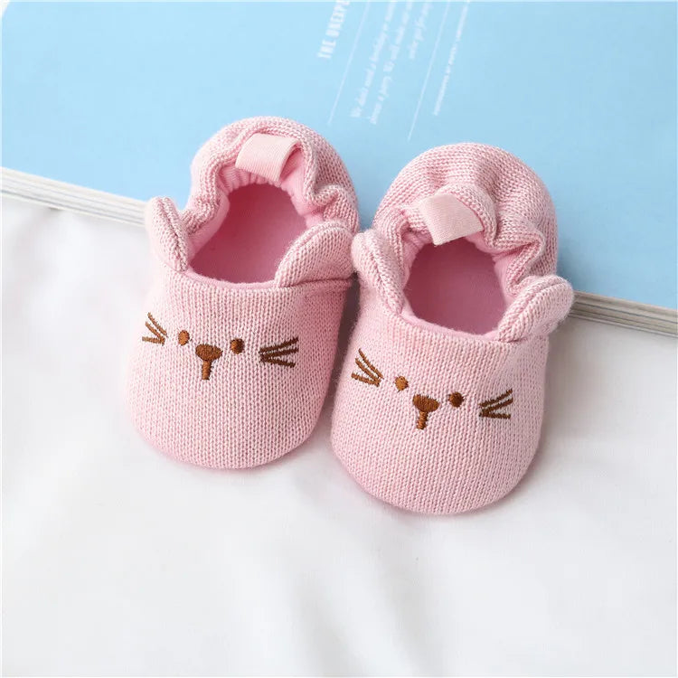 Toddler Girl Knitted Shoes First Walkers Snow Boots Newborn Baby Autumn Winter Cotton Warm Soft Sole Plush Prewalker 0-18Months