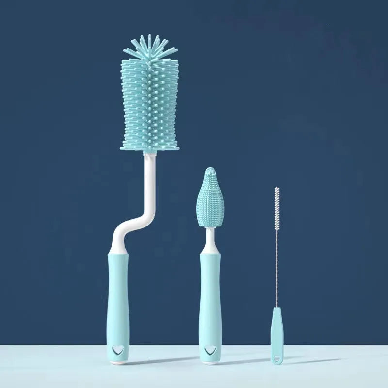 Silicone Bottle Cleaning Brush Baby Pacifier Straw Scrubber Small Brush 360 Degree Glass Cup Washing Kitchen Cleaning Tool Set