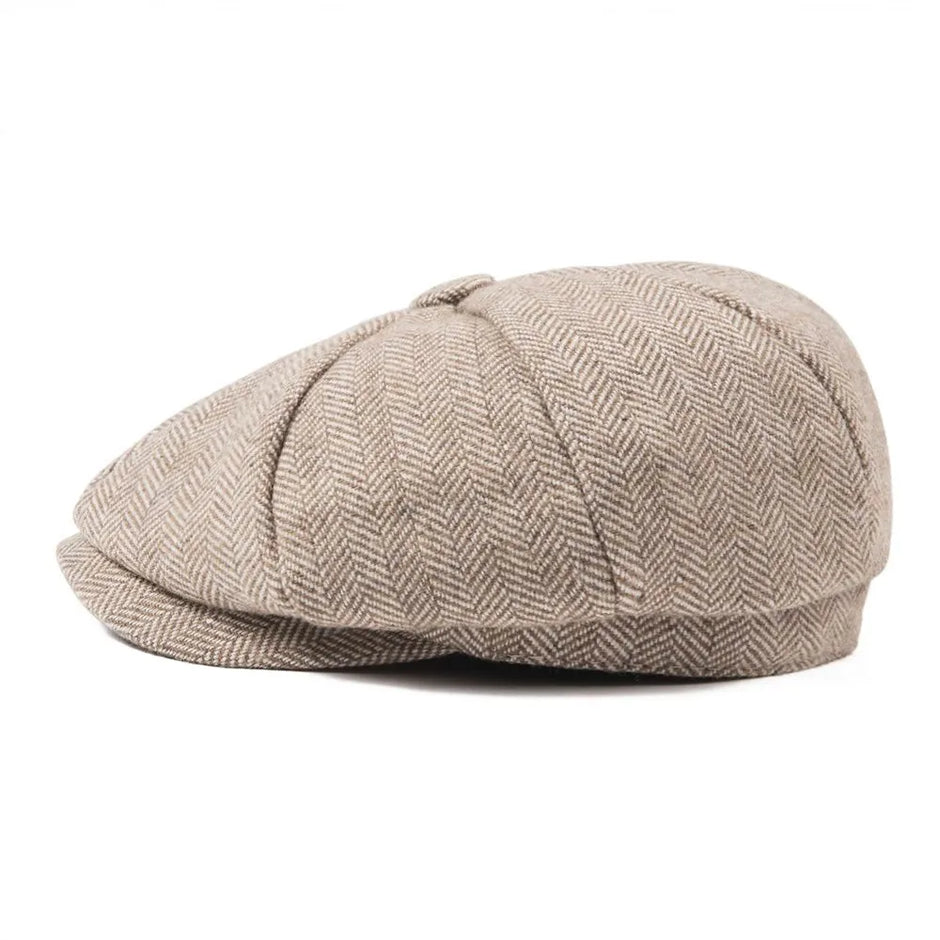 JANGOUL Small Size Baker Boy Cap Wool Blend Newsboy Caps Boy Girl Men Women Herringbone Flat Hat Driver Gatsby Hats Cabbies 001