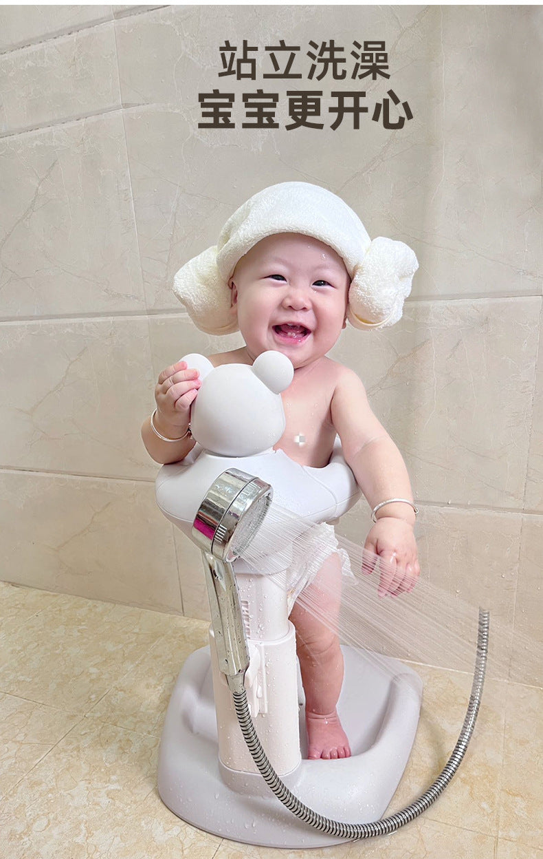 Baby Standing Bath Adjustable Height hildren's Bath Device Bath Stand Folding Shower for New born 0-6 Months Infants