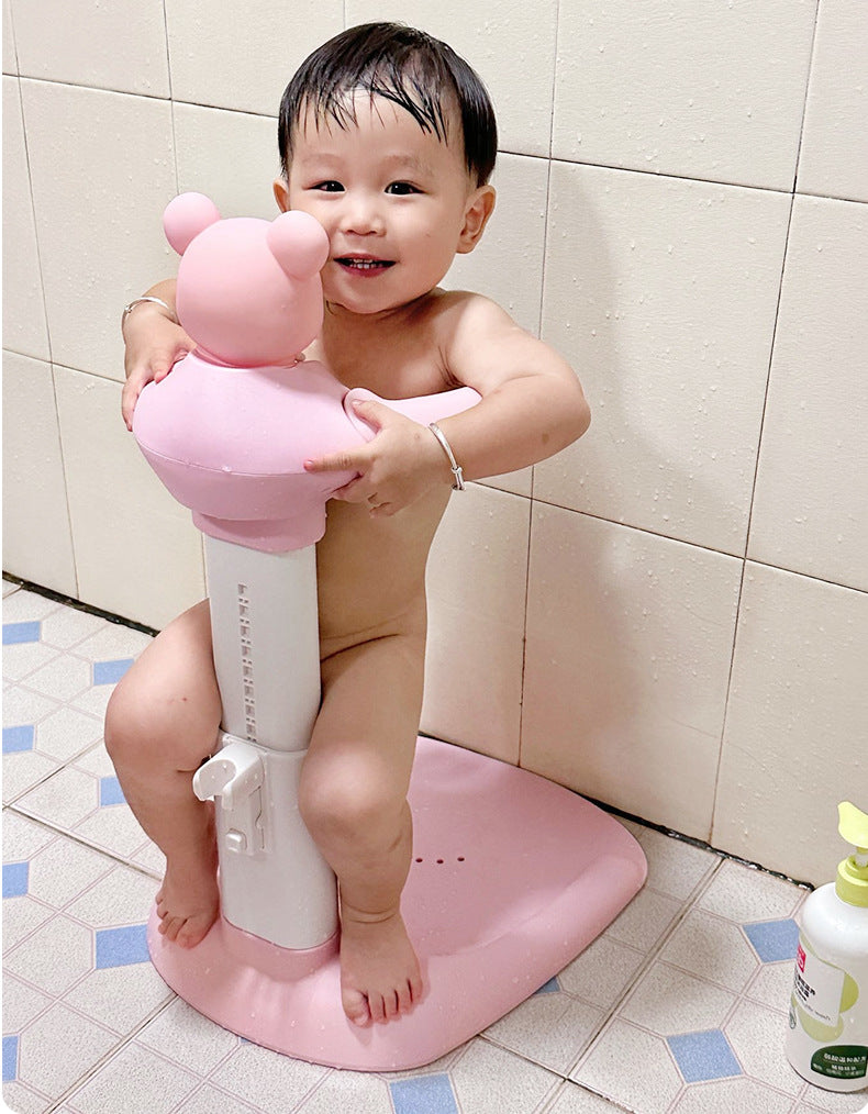 Baby Standing Bath Adjustable Height hildren's Bath Device Bath Stand Folding Shower for New born 0-6 Months Infants