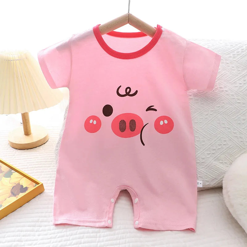 Infant Toddler Crawling Clothes Cotton Summer Boys Girls Thin Baby Short Sleeve Romper Children's Onesie