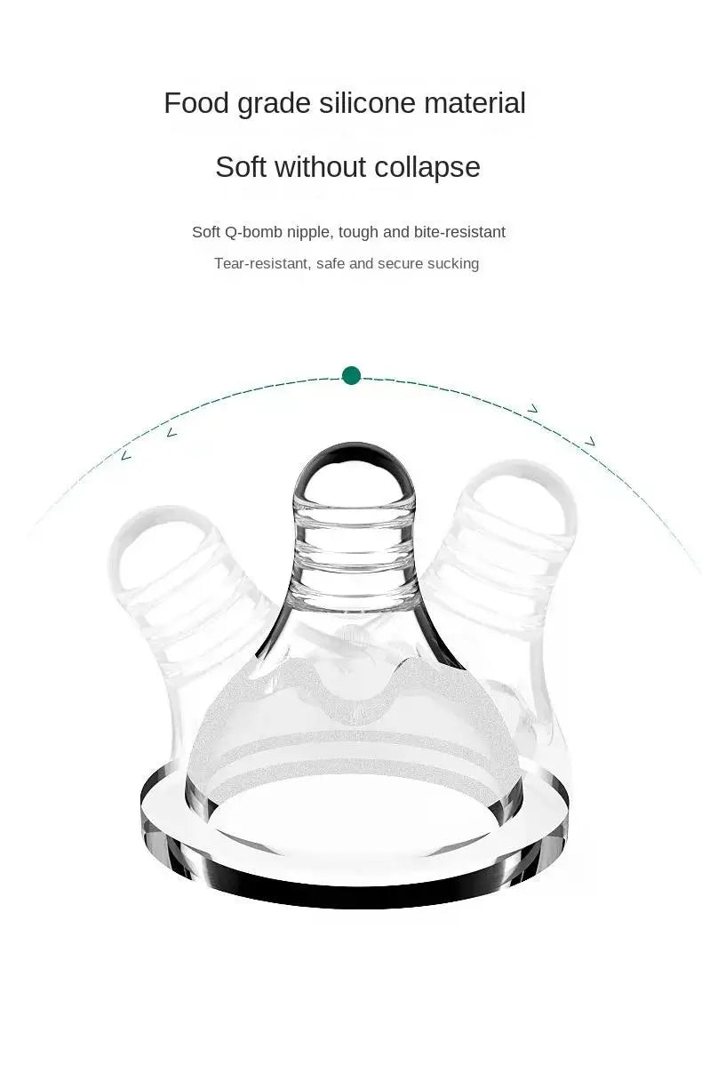 Baby Silicone Feeding Bottles Infant Drop-proof Milk Bottle with Straw Child Anti-hot Handle Drinking Bottle Baby Milk Feeding