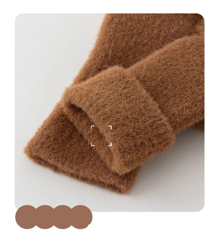 Baby Socks For Girls Boys Shoes Velvet Winter Thicken Warm Cartoon Bear Newborn Floor Sock Non Slip Soft Toddler First Walker