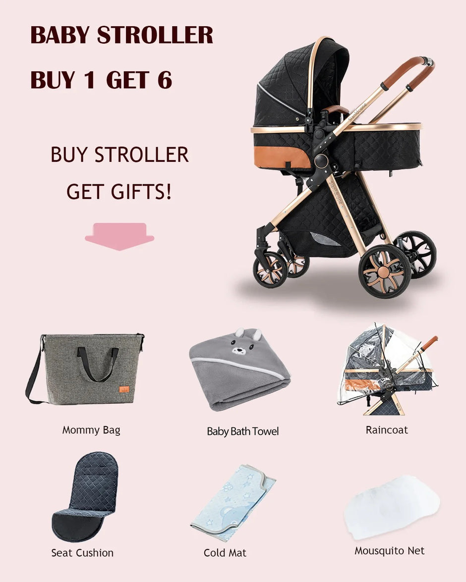 Baby Stroller 3‑in‑1 Travel System Pushchair Lightweight Pram from Birth All‑Terrain Baby Buggy Compact Fold Stroller Summer