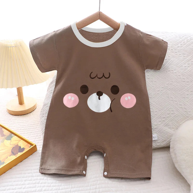 Infant Toddler Crawling Clothes Cotton Summer Boys Girls Thin Baby Short Sleeve Romper Children's Onesie
