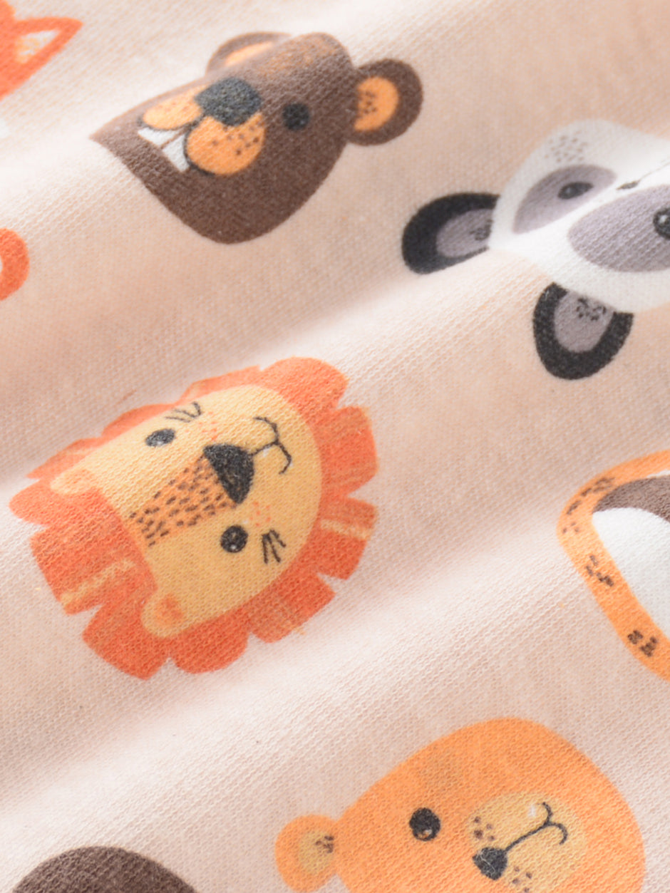 4PCS Newborn Infant Romper Short Sleeve Round Neck Cartoon Animal Flowers Print Bodysuit Onesies For Baby Boys And Girls Clothes