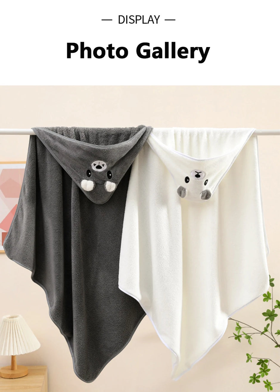 Toddler Baby Hooded Towels Super Soft Newborn Kids Bathrobe Warm Sleeping Swaddle Wrap for Boys Girls Coral Velvet Wrap Blanket