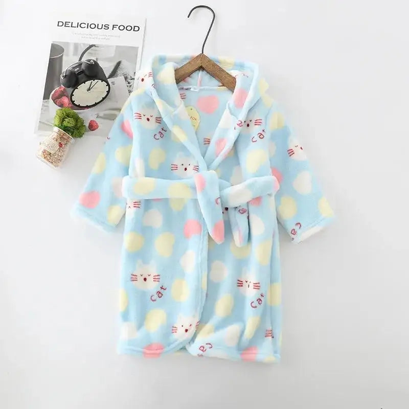 Warm Soft Children Flannel Pajamas Boy Astronaut Robe Winter Christmas Kids Bathrobe Baby Girl Homewear Child Sleepwear 2-12Year