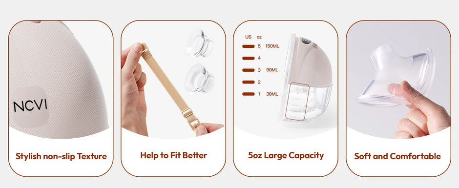 NCVI Electric Breast Pump,Wearable for Breastfeeding,Hands-Free, 4 Modes 9 Levels, 3 Flange Sizes(19/21/24mm), Smart Display